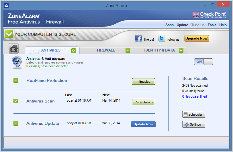 zonealarm free antivirus firewall 2014 review